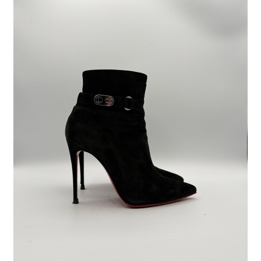 Christian Louboutin Lock So Kate Booty 100 Black Suede Ankle Boots Size EU 36